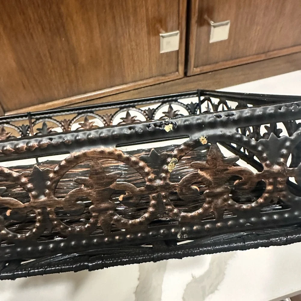 Elegant Black Metal Bathroom Tray